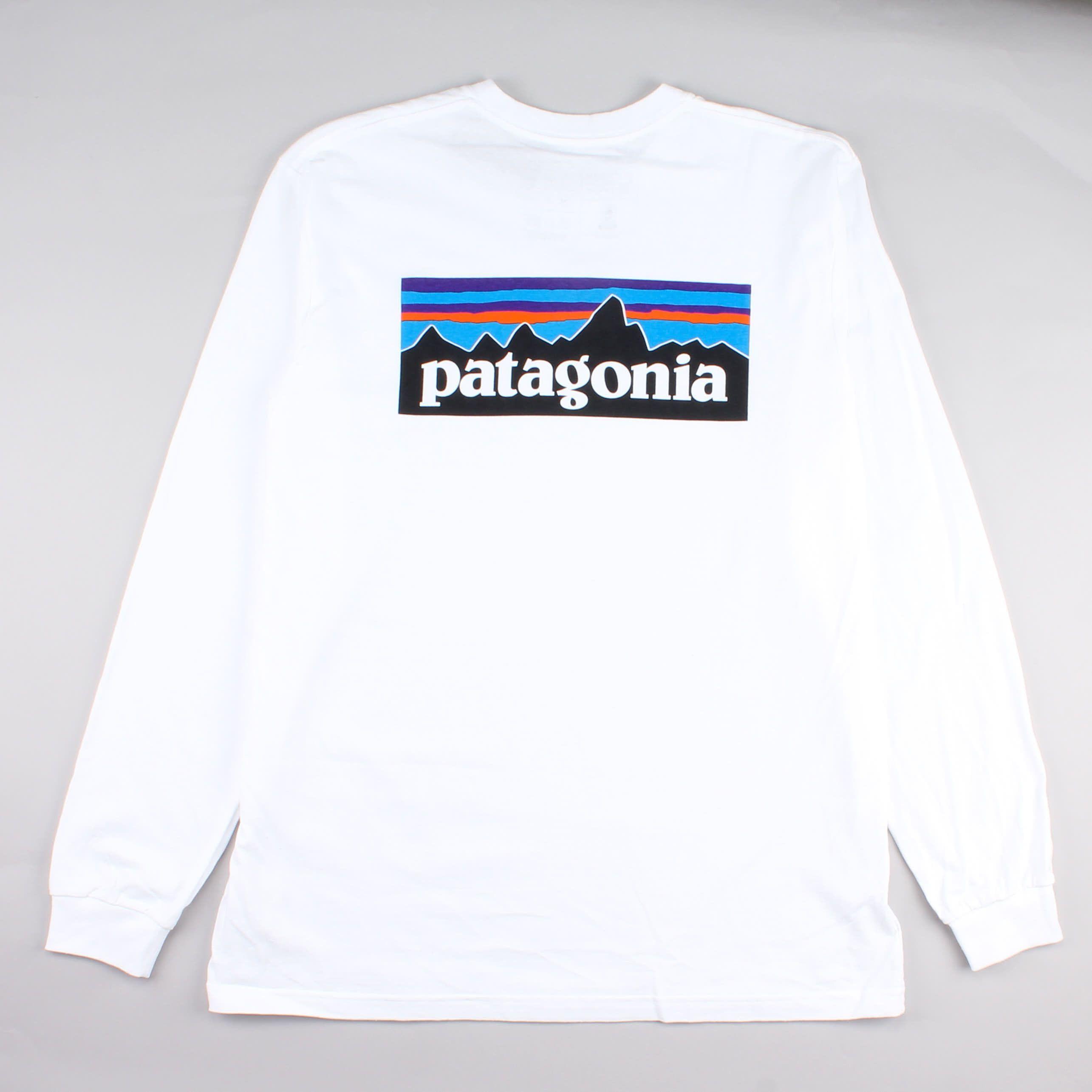 White Patagonia Logo - Patagonia p-6 Logo L/S tee White | Shop Patagonia online