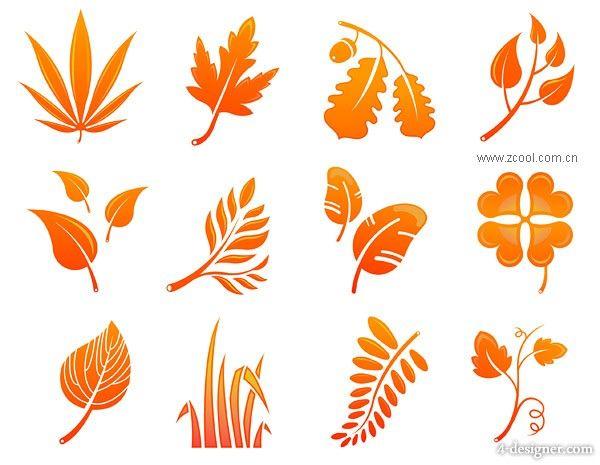 Fall Leaf Logo - 4 Designer. Autumn Leaves Vector Material 2