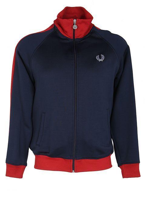 Blue and Red Clothing Logo - Fred Perry Navy Blue & Red Track Jacket Blue £24.5000. Rokit