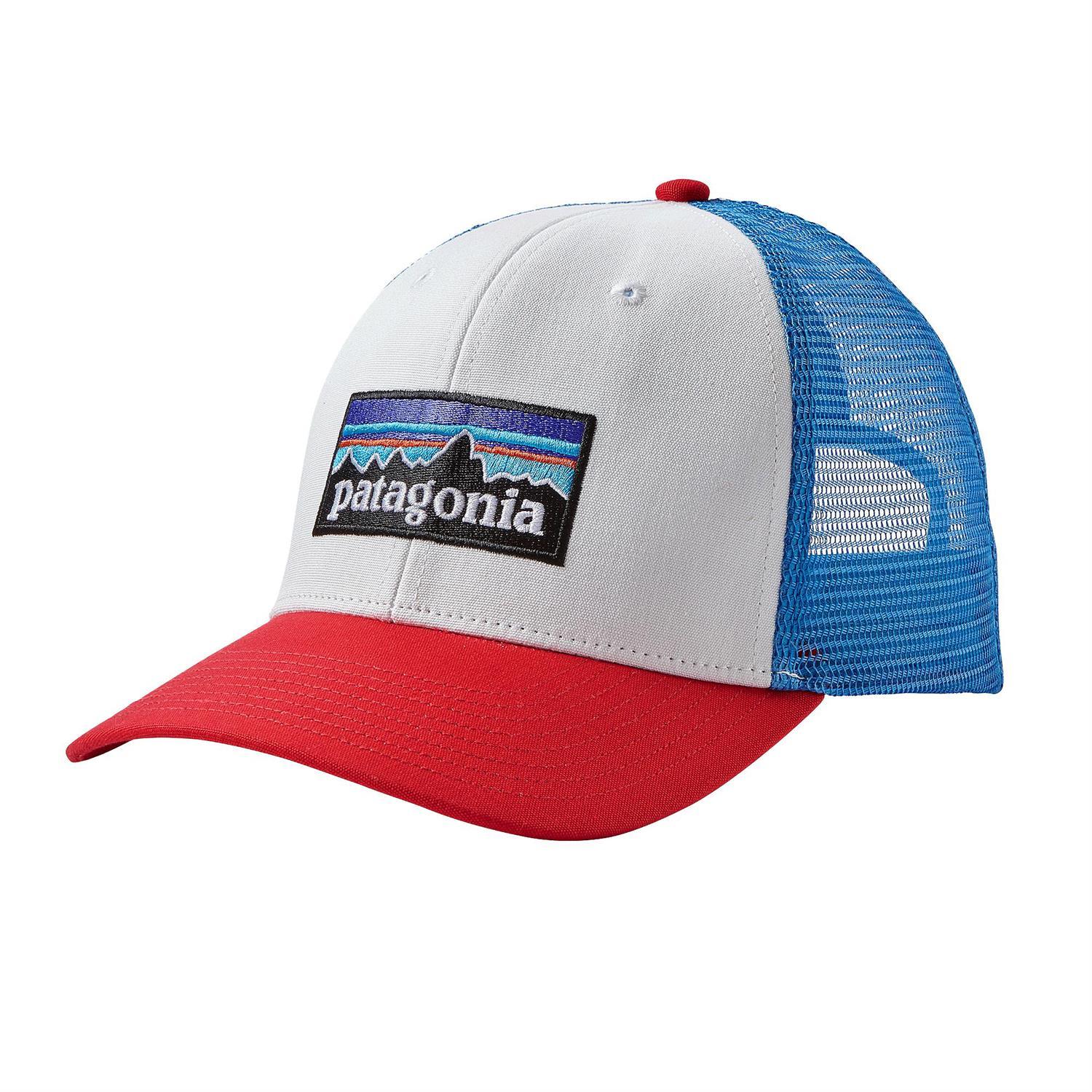 Blue and Red Clothing Logo - Patagonia P6 Logo Trucker Hat (Blue Red White 19)