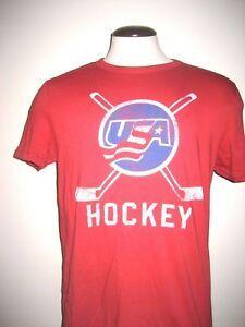 Red White Blue Hockey Logo - USA Hockey Mens SS 100% cotton Logo T shirt Red White Blue Vintage ...