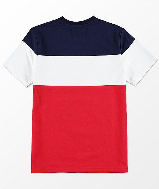 Blue and Red Clothing Logo - FILA Boys Color Blocked Blue, White & Red T-Shirt | Zumiez