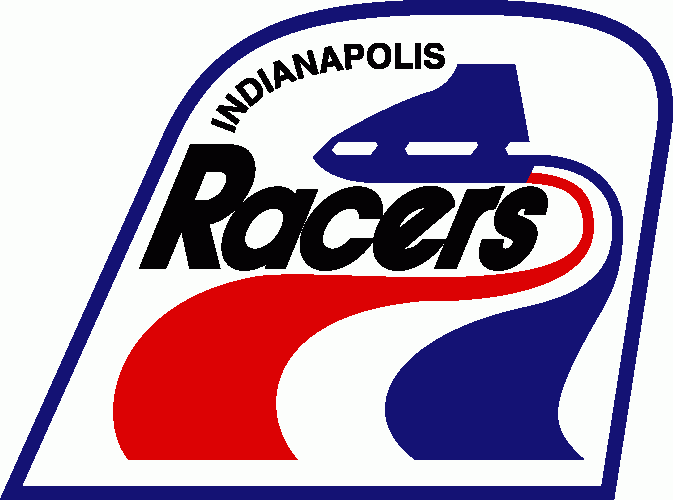Red White and Blue Sports League Logo - Indianapolis Racers Primary Logo (1975) - A blue skate with red ...