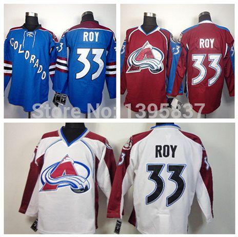 Red White and Blue Hockey Logo - Authentic Colorado Avalanche Ice Hockey Jerseys Patrick Roy Blue