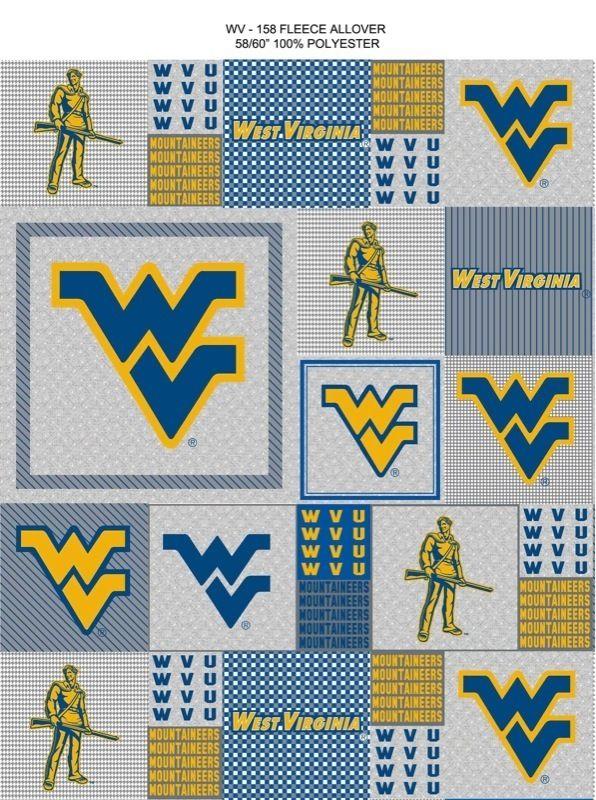 No West Virginia Logo - West Virginia University Heather Grey Printed Fleece Fabric-Sold by ...