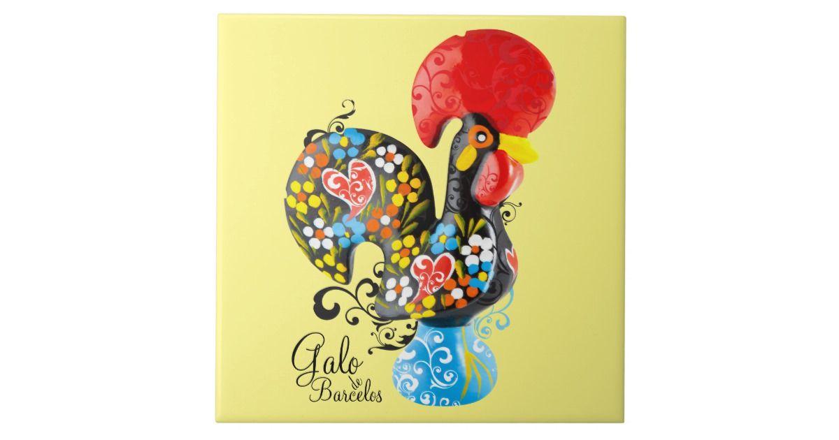 Famous Rooster Logo - Famous Rooster of Barcelos #06 - Floral edition Tile | Zazzle.co.uk