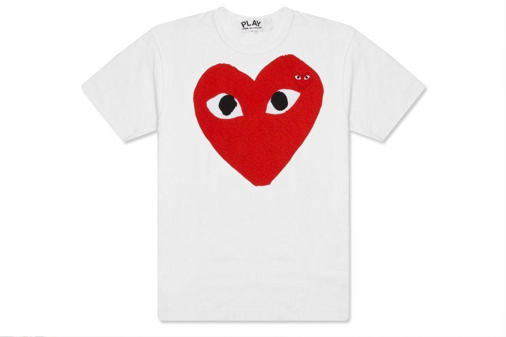 Red Umbrella Outline Logo - Comme des Garcons PLAY Red Emblem Heart T-Shirt - White/Red ...