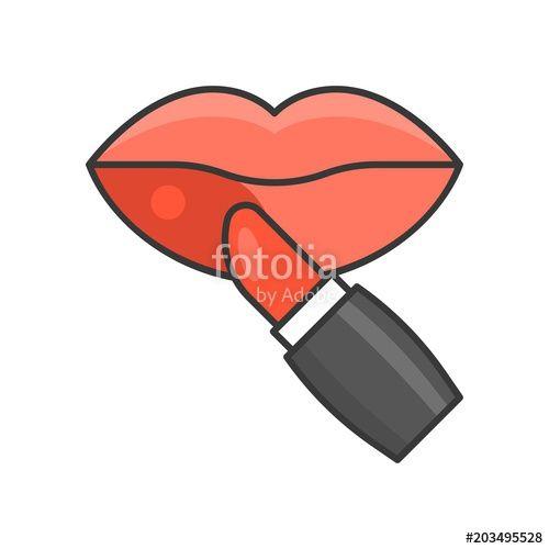 Red Umbrella Outline Logo - Lipstick On Mouth, Filled Outline Icon Stock Image And Royalty Free