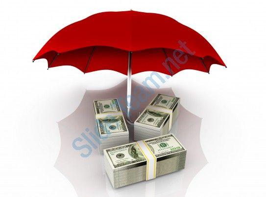 Red Umbrella Outline Logo - Bundles Of Dollars Under Red Umbrella. PowerPoint