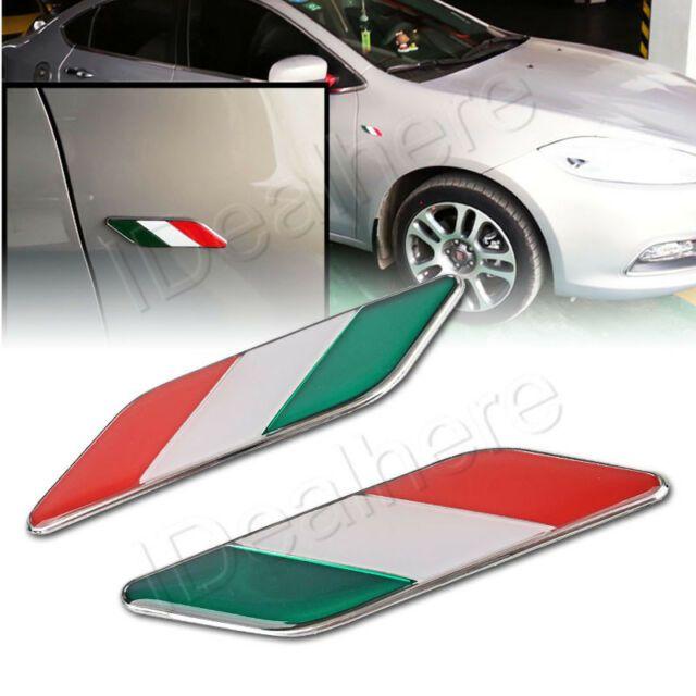 Italian Flag Car Logo - 2x Alloy Italy Italian Flag Car Side Fender Emblem Badge Sticker ...