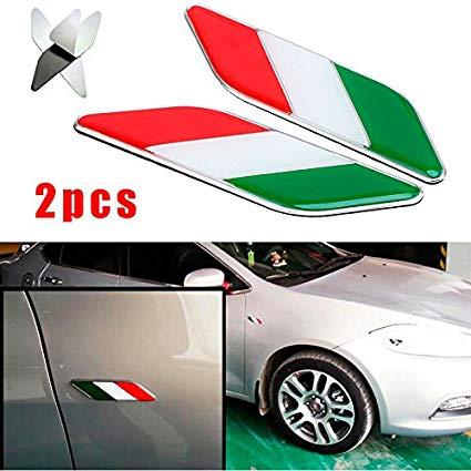 Italian Flag Car Logo - CHAMPLED New 2pcs Italia Italy Italian Flag Car Chrome
