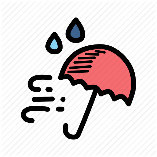Red Umbrella Outline Logo - Autumn, fall, rain, rainy, season, umbrella, weather icon