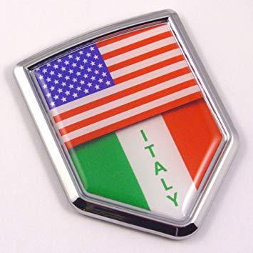 Italian Flag Car Logo - USA Italy American Italian Flag Car Chrome Emblem Decal