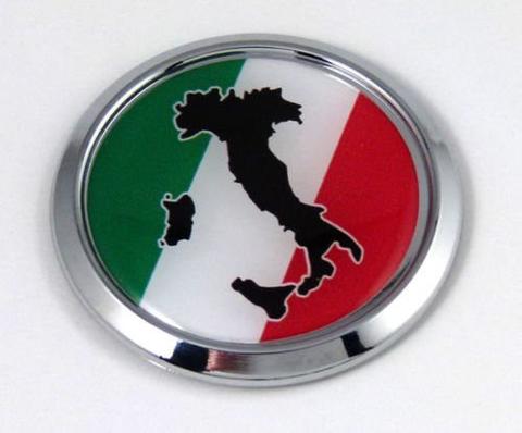 Italian Flag Car Logo - Round Chrome Emblems