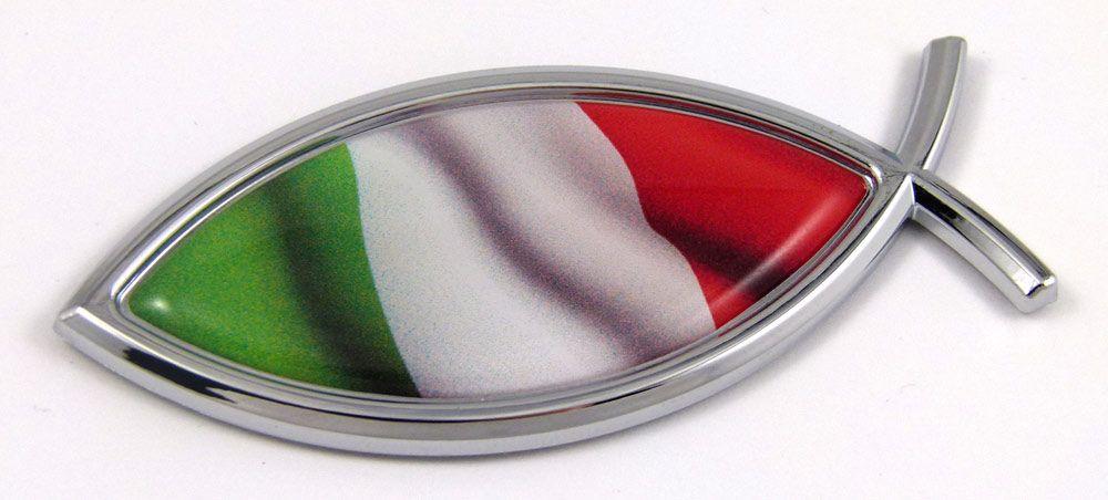 Italian Flag Car Logo - Italy Flag Jesus Fish 3D Auto Emblem Car Badge