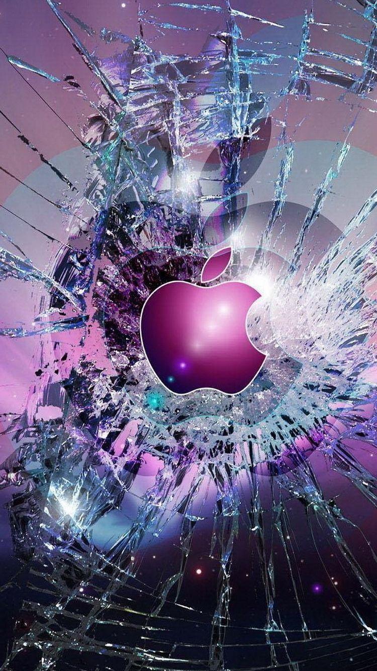 Cracked iPhone Logo - Download Apple Logo Broken Glass iPhone 6 Wallpaper | Apple Fever ...