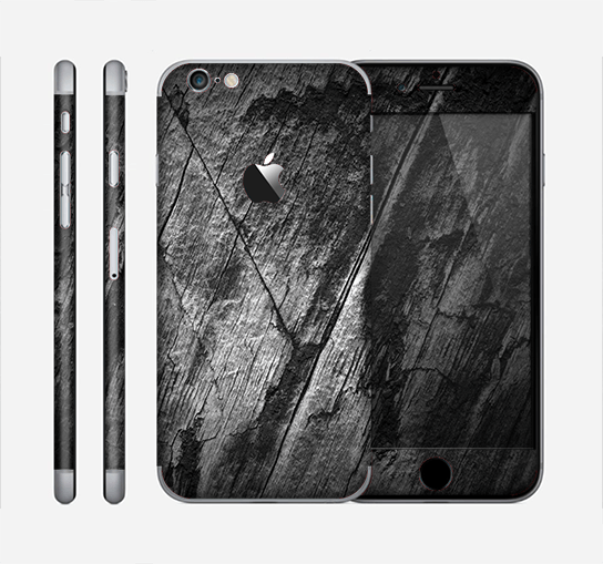 Cracked iPhone Logo - The Cracked Black Planks of Wood Skin for the Apple iPhone 6 ...