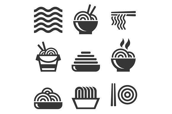 Asian Starts with S Logo - Noodle Icons. Asian Food Bar Logos ~ Icons ~ Creative Market