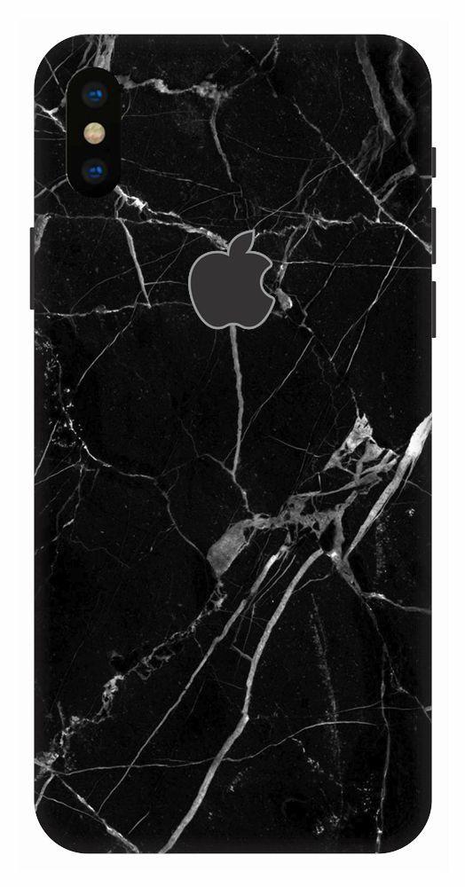 Cracked iPhone Logo - Buy Black Cracked Marble Case Cover for Iphone X Logo Cut