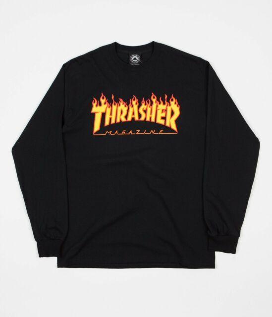 Thrasher Black Logo - Thrasher Black Flame Logo Long Sleeved Shirt M | eBay