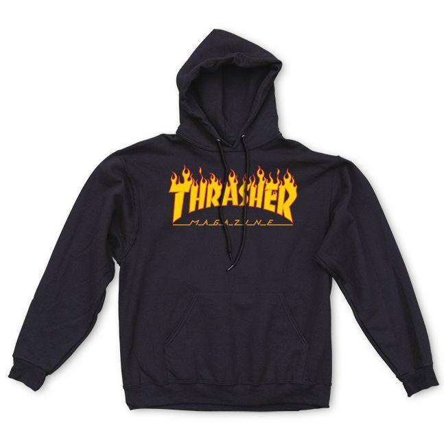 Black Flame Logo - Thrasher Magazine Shop - Thrasher Flame Logo Hood
