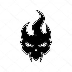 Black Flame Logo - Stock Illustration Flame Skull Black And White