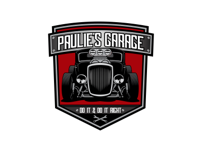 Cool Mechanic Shop Logo - Paulies Garage