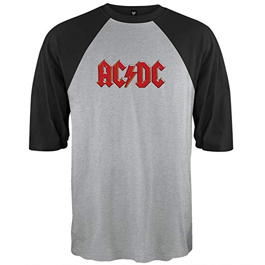 Small AC DC Logo - Amazon.com: AC/DC - Logo Raglan Small Grey: Clothing