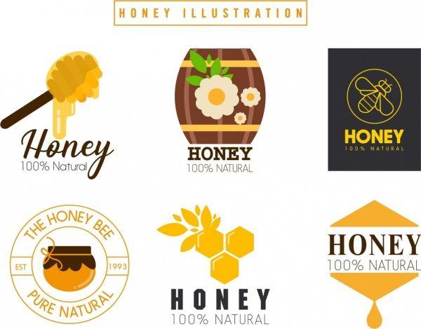 Honey-Colored Logo - Honey logotypes colored flat design Free vector in Adobe Illustrator ...