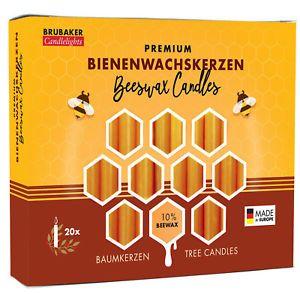 Honey-Colored Logo - BRUBAKER 10% Beeswax Tree Candles of 20 Colored
