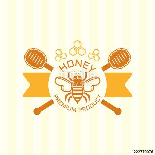 Honey-Colored Logo - Honey and bee isolated vector colored emblem