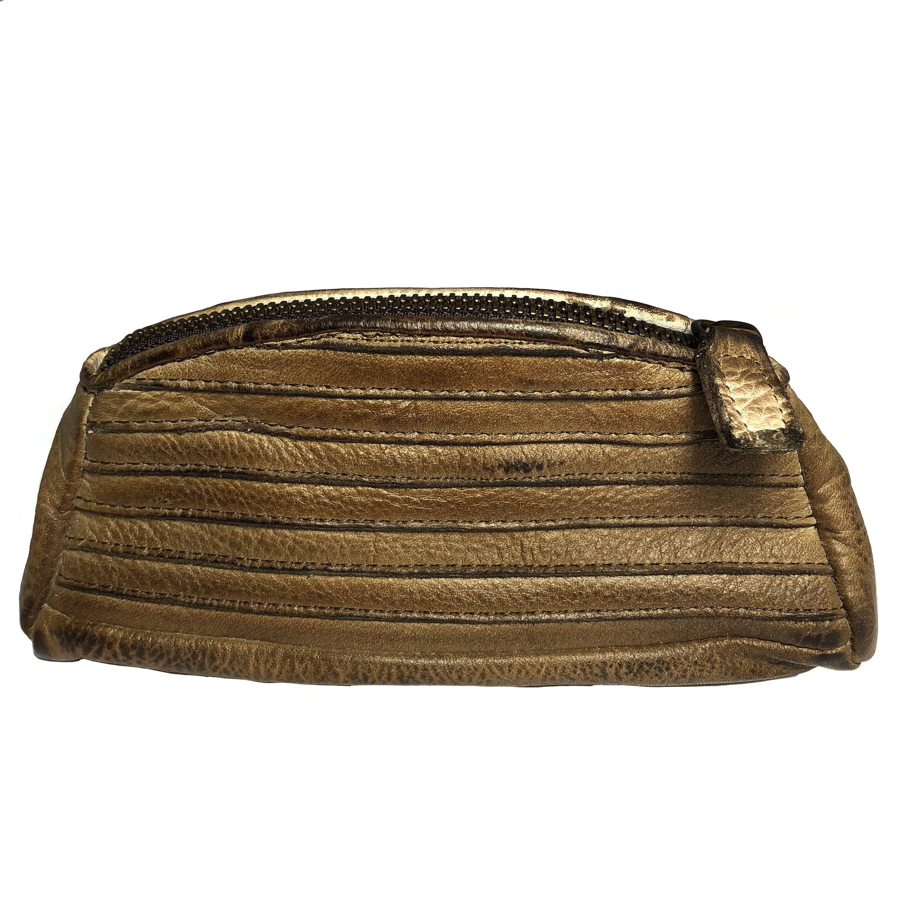 Honey-Colored Logo - MAJO purse with zip in honey-colored leather - Naviganti e Sognatori