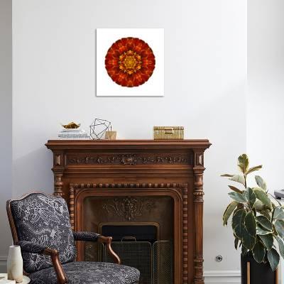 Concentric Marigold Logo - Red Concentric Marigold Mandala Flower Art Print by tr3gi | Art.com