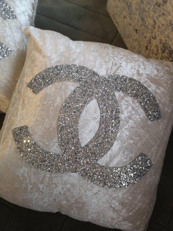 Sparkly Chanel Logo - Sparkly chanel inspired cushion