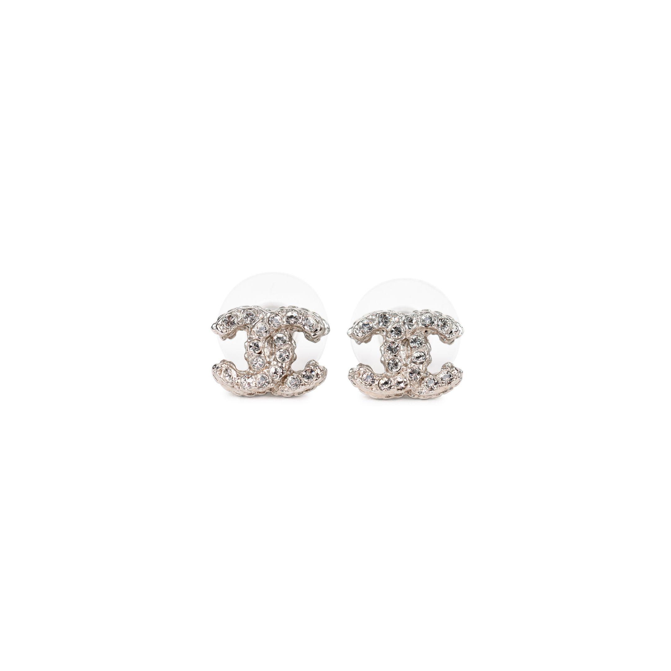 Sparkly Chanel Logo - Second Hand Chanel Logo Stud Earrings The Fifth Collection Diamond ...