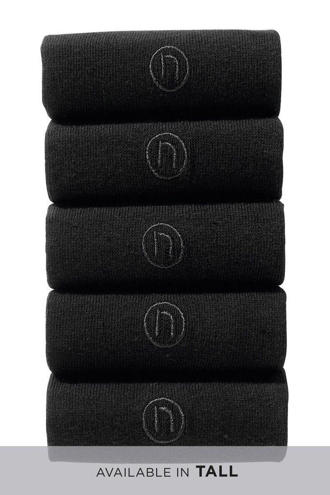 Black N Logo - Mens Next Black N Logo Socks Five Pack - Black - Next at Westquay ...