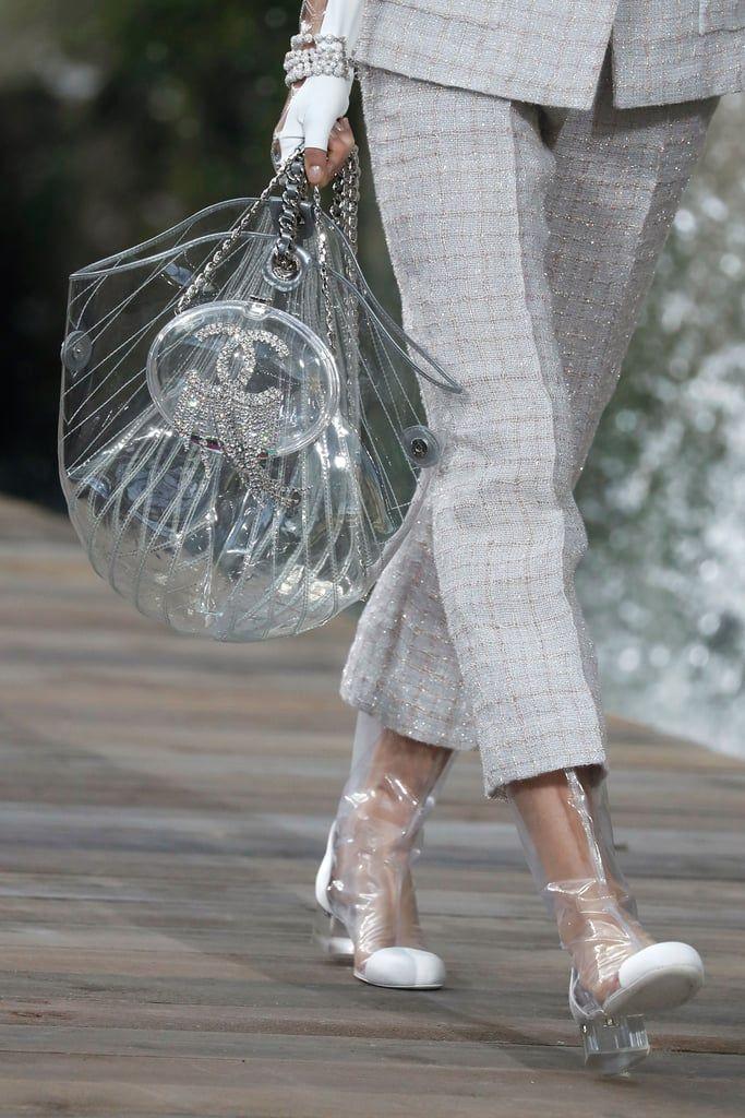 Sparkly Chanel Logo - This Clear Tote Bag Featured a Sparkly Chanel Logo. Chanel Shoes