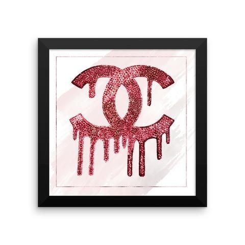 Sparkly Chanel Logo - Framed Print Chanel inspired swarovski printed pink sparkle print ...