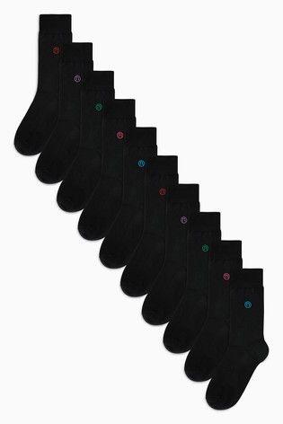 Black N Logo - Buy Black Multi Colour N Logo Socks Ten Pack from the Next UK online