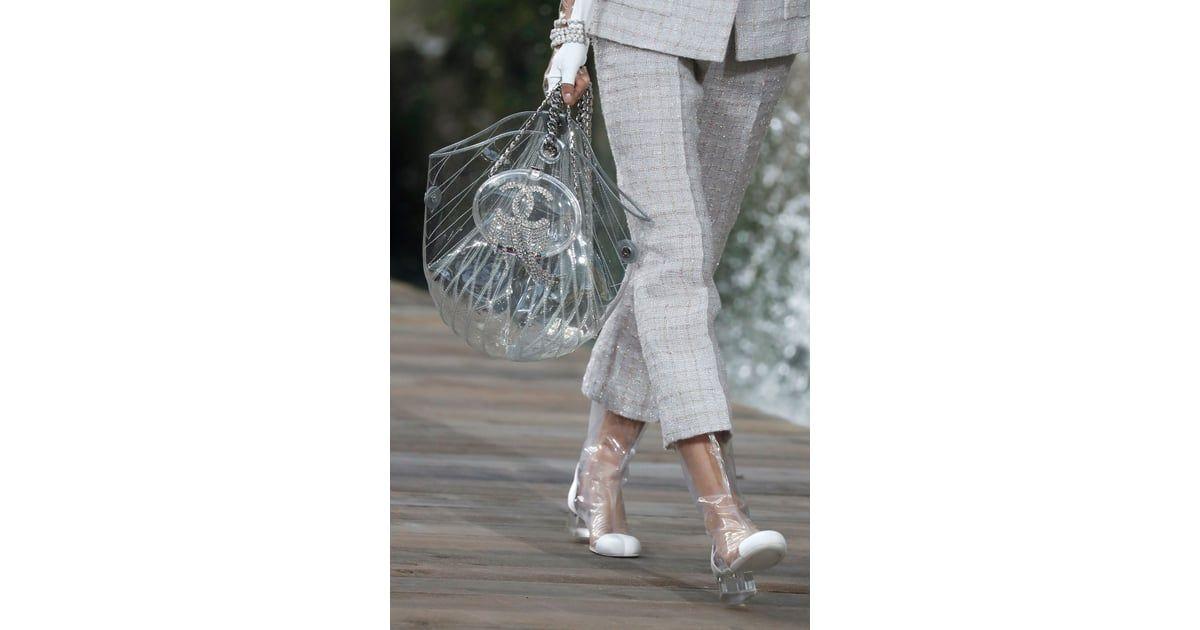 Sparkly Chanel Logo - This Clear Tote Bag Featured a Sparkly Chanel Logo. Chanel Shoes