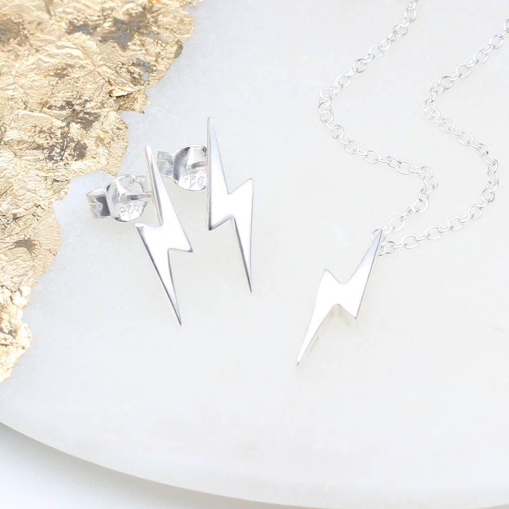 Silver Lightning Logo - sterling silver lightning stud earrings