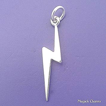 Silver Lightning Logo - Sterling Silver LIGHTNING BOLT Thunder Charm Weather