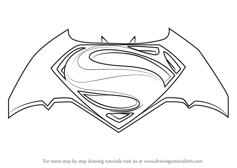 Batman and Superman Logo - Learn How to Draw Batman v Superman Logo (Batman v Superman: Dawn of ...