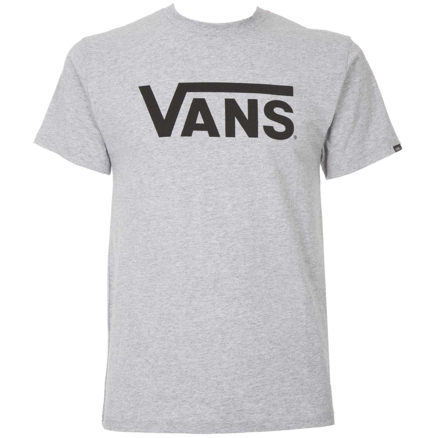 Grey Vans Logo - Vans grey crew-neck t-shirt with black front logo Arteni