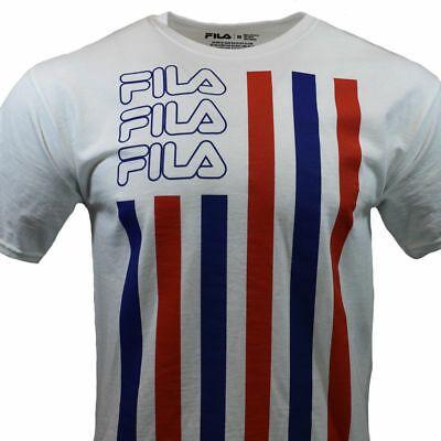 Red White and Blue Sport Logo - FILA MENS TEE T Shirt S to 3XL Red Blue White Logo Sports Athletic ...
