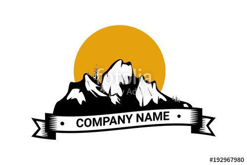 Yellow Mountain Company Logo - mountains against the sun. company logo, logo. ribbon with ...