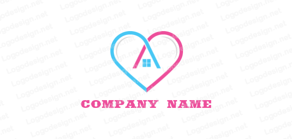 Heart Shaped Line Logo - abstract heart shaped house | Logo Template by LogoDesign.net