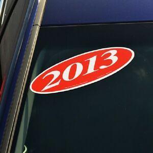 Car with Red Oval Logo - Car Dealer Window Oval Model Year Stickers, 4 Digit, Red and White ...
