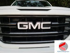 White GMC Logo - GMC Sierra Emblem Overlay Decal GLOSS WHITE | PRECUT SET OF ...