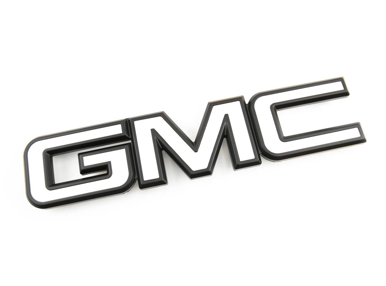 White GMC Logo - 1 NEW CUSTOM 15-18 GMC SIERRA BLACK & WHITE GRILL EMBLEM